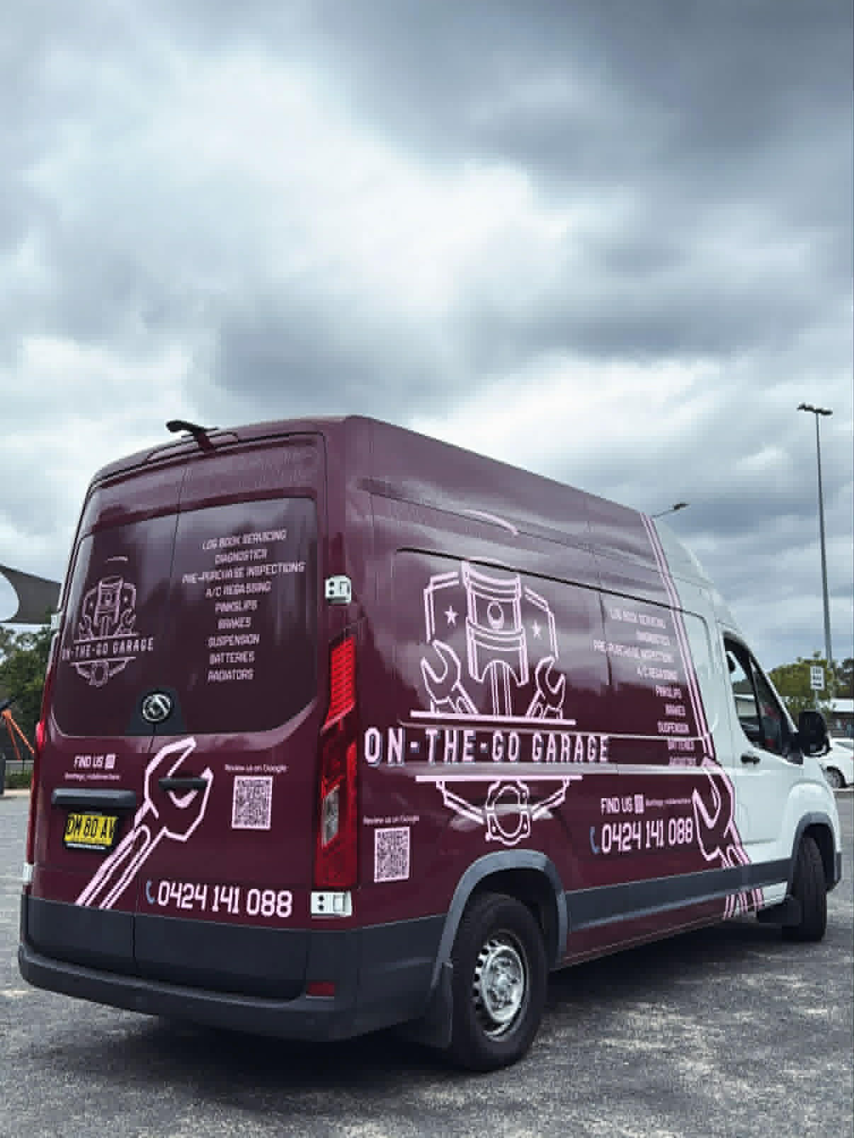 On The Go Garage branded mobile mechanic service van — fully equipped workshop that comes to you